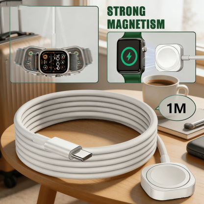 TIMESS 2Pcs Magnetic Wireless Watch Charger, 2.5W Portable Watch Charger, For Watch Series Ultra 10 9 8 7 SE For Smart Watch 6 5 4 3 2 1 Charging, Type-C Interface Set Of Two Pieces
