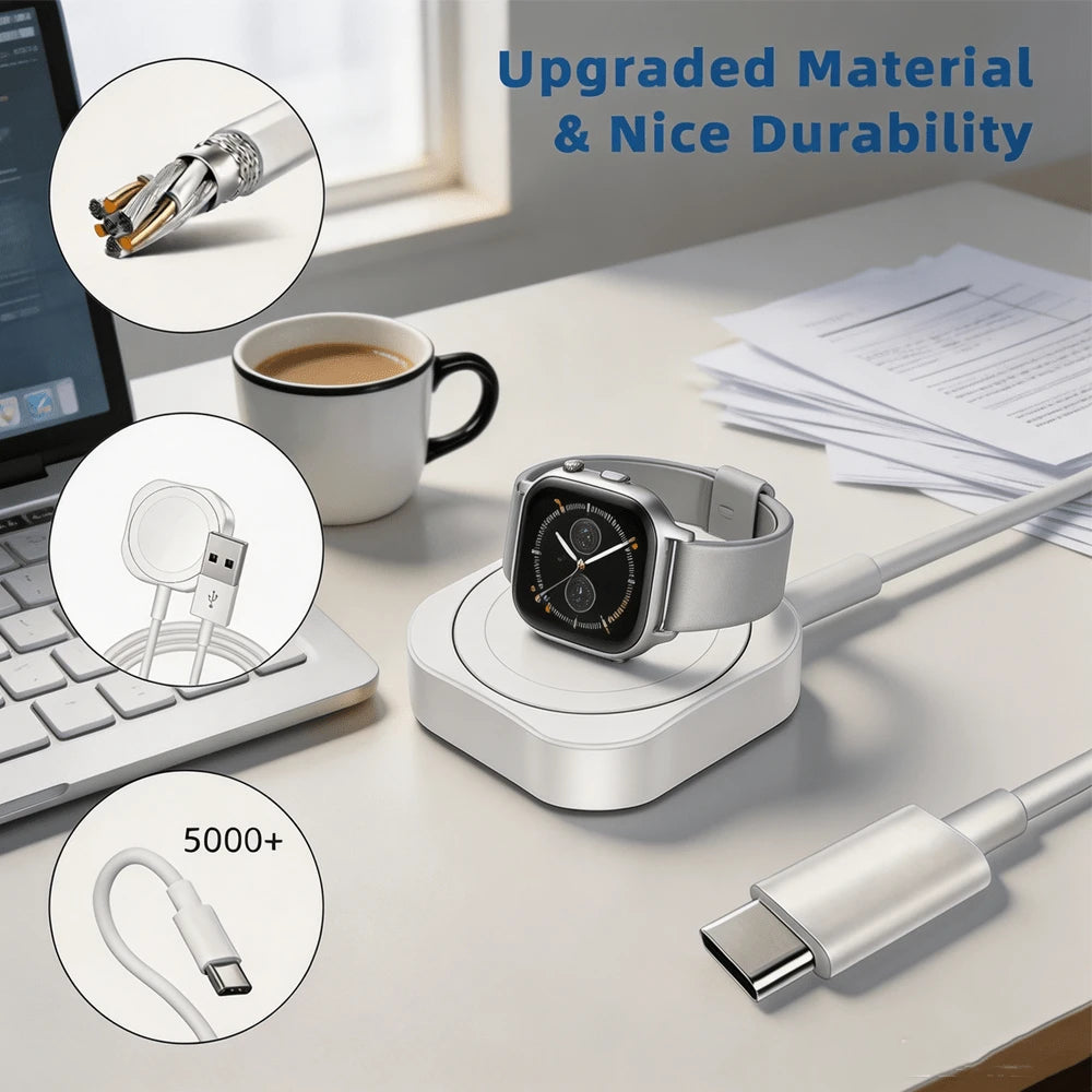 TIMESS 2Pcs Magnetic Wireless Watch Charger, 2.5W Portable Watch Charger, For Watch Series Ultra 10 9 8 7 SE For Smart Watch 6 5 4 3 2 1 Charging, Type-C Interface Set Of Two Pieces