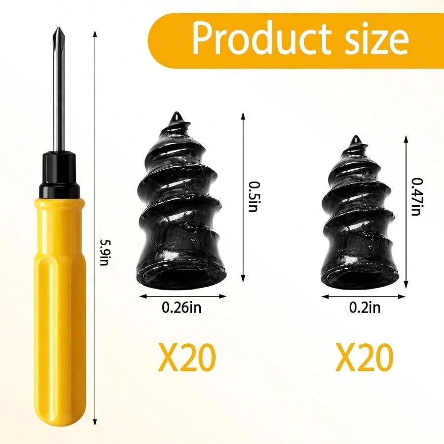 Tire Fix Rubber Nail Kit, Professional Tire Plug Kit With 60pcs Large And Small Plugs, Quick Roadside Tire Repair Solution, Essential Tool For DIY Auto Enthusiasts And Fleet Maintenance