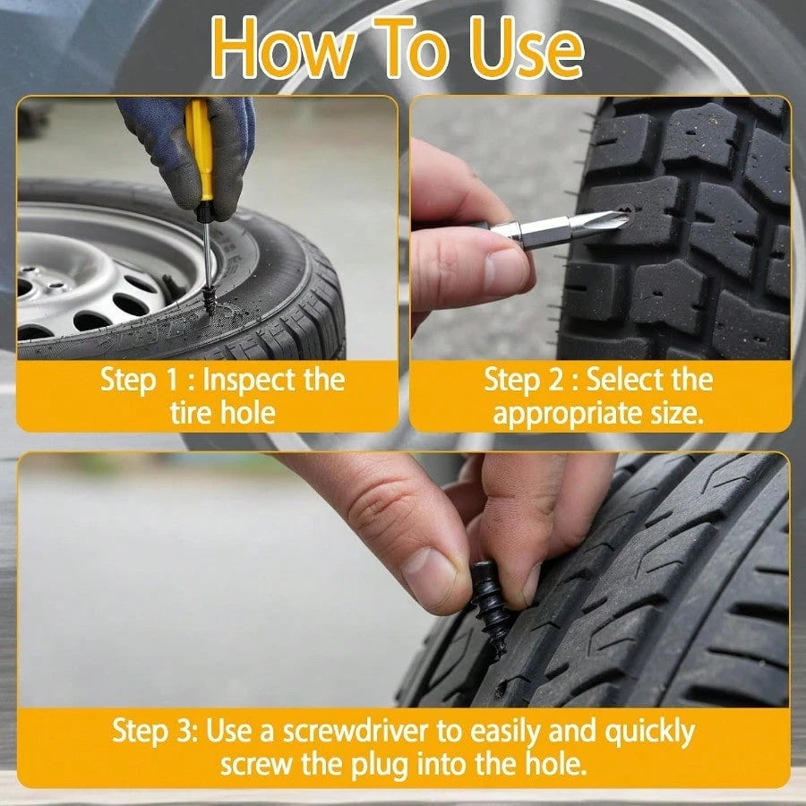 Tire Fix Rubber Nail Kit, Professional Tire Plug Kit With 60pcs Large And Small Plugs, Quick Roadside Tire Repair Solution, Essential Tool For DIY Auto Enthusiasts And Fleet Maintenance