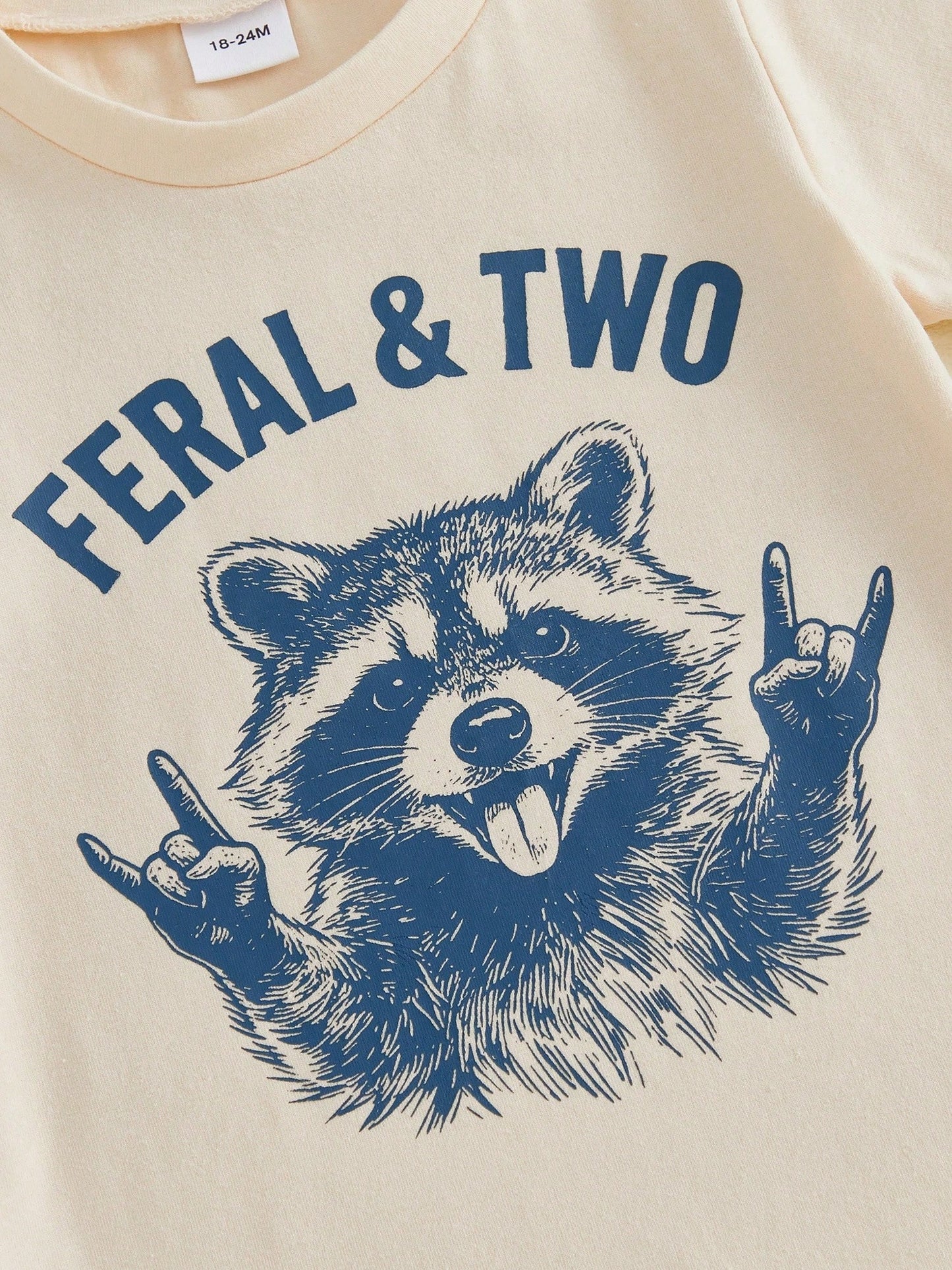 Toddler Boys Girls Birthday Shirts Short Sleeve Round Neck Raccoon Letter Print Tops Loose Fit Clothes 2-4Y