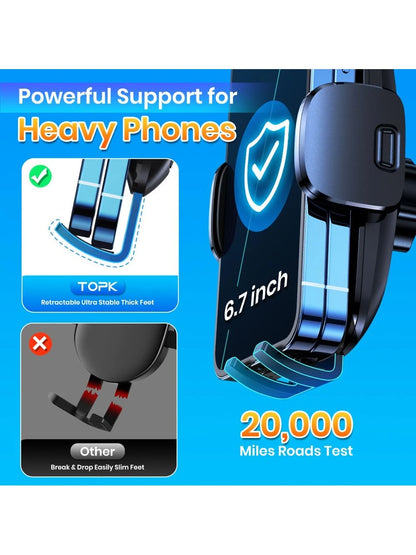 TOPK Car Phone Holder Mount, Upgraded Adjustable Horizontally And Vertically Cell Phone Holder For Car Dashboard