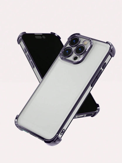 TPU Screen Protection Fashion Phone Case 1pc Electroplated Four-Corner Anti-Fall Transparent TPU Protective Case Compatible With IPhone 17 Pro Max/17 Air, 11, 15 Pro Max, 14 Pro Max/Compatible With Ga