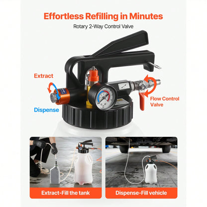 Transmission Fluid Pump, 8 L Pneumatic Oil Fluid Extractor, ATF Refill Dispenser Transfer Pump With 15 ATF Adapters, Oil Extractor Dispenser With HDPE Tank For Cars, Boats, Lawn Mowers