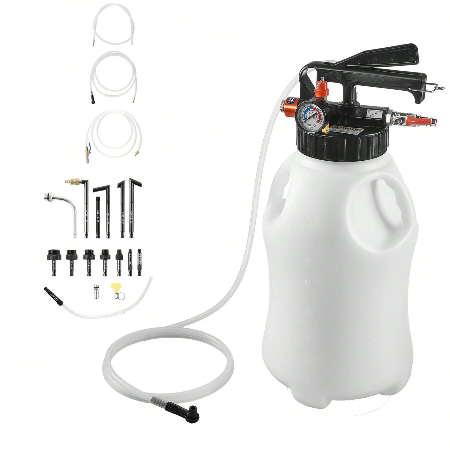 Transmission Fluid Pump, 8 L Pneumatic Oil Fluid Extractor, ATF Refill Dispenser Transfer Pump With 15 ATF Adapters, Oil Extractor Dispenser With HDPE Tank For Cars, Boats, Lawn Mowers