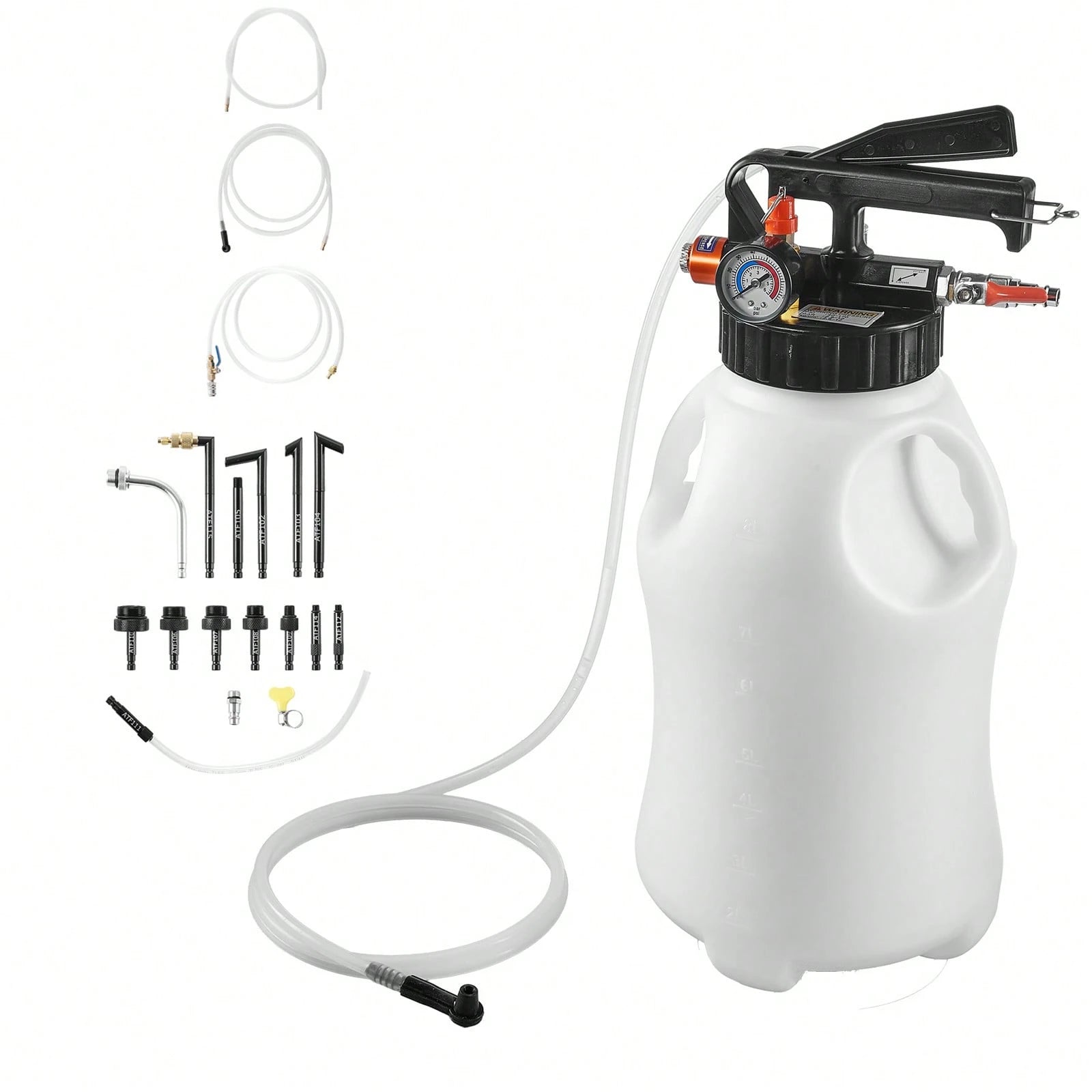 Transmission Fluid Pump, 8 L Pneumatic Oil Fluid Extractor, ATF Refill Dispenser Transfer Pump With 15 ATF Adapters, Oil Extractor Dispenser With HDPE Tank For Cars, Boats, Lawn Mowers