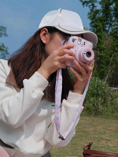 Transparent Protective Case For Fujifilm Insta X Mini 12/ Mini 12 Instant Camera, Hard PVC Material, With Photo Pocket, Can Store 10 Photos- Comes With Shoulder Strap And Camera Stickers- Pink (Stic