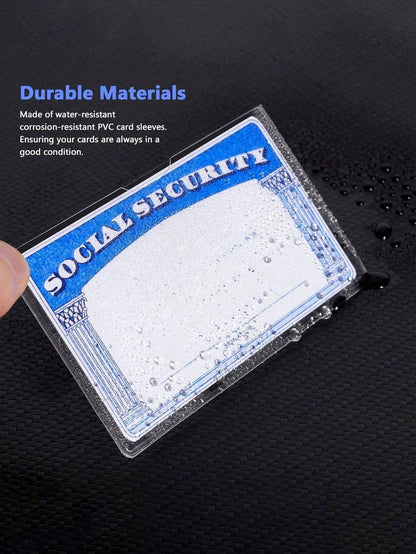Transparent PVC Waterproof Medical Card/Credit Card, Business/Social Security Card Protector - Transparent Vinyl Plastic Sleeve, Suitable For Insurance Card, Social Security Card, Metro Card, Driver's