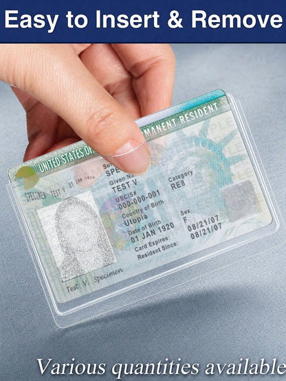 Transparent PVC Waterproof Medical Card/Credit Card, Business/Social Security Card Protector - Transparent Vinyl Plastic Sleeve, Suitable For Insurance Card, Social Security Card, Metro Card, Driver's