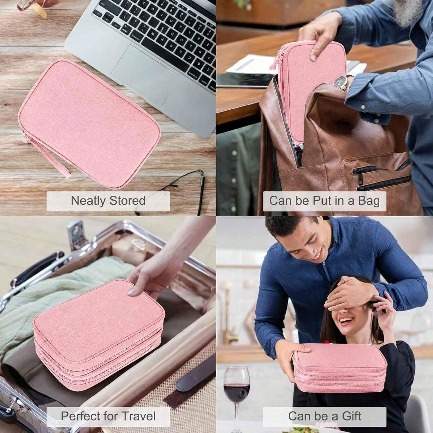 Travel Organizer Pouch Electronic Accessories Carry Portable Waterproof Double Layers All-In-One Storage Bag Cord, Phone, Earphone
