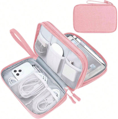 Travel Organizer Pouch Electronic Accessories Carry Portable Waterproof Double Layers All-In-One Storage Bag Cord, Phone, Earphone
