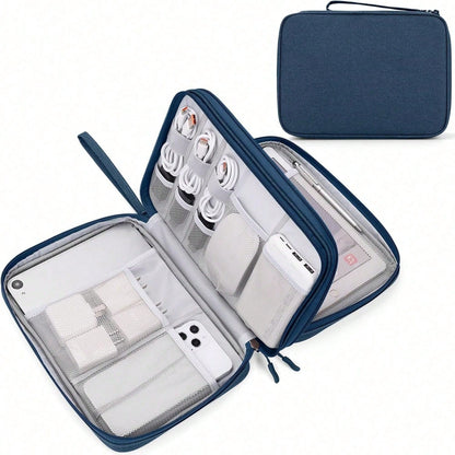Travel Organizer Pouch Electronic Accessories Carry Portable Waterproof Double Layers All-In-One Storage Bag Cord, Phone, Earphone