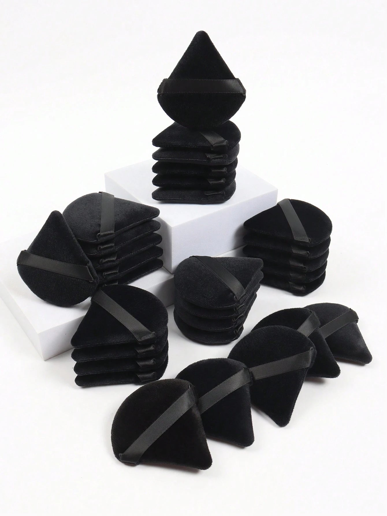 Triangle-Shaped Velvet Powder Puff 5/10/20/30/50/100pcs, Made Of Super-Soft Velvet, Designed For Contouring, Eye, And Corner, Suitable For All Skin Types, Makeup Accessories, Makeup Sponge, Gifts For
