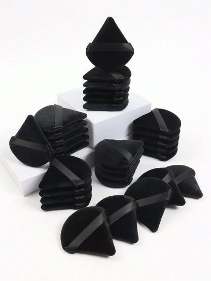 Triangle-Shaped Velvet Powder Puff 5/10/20/30/50/100pcs, Made Of Super-Soft Velvet, Designed For Contouring, Eye, And Corner, Suitable For All Skin Types, Makeup Accessories, Makeup Sponge, Gifts For