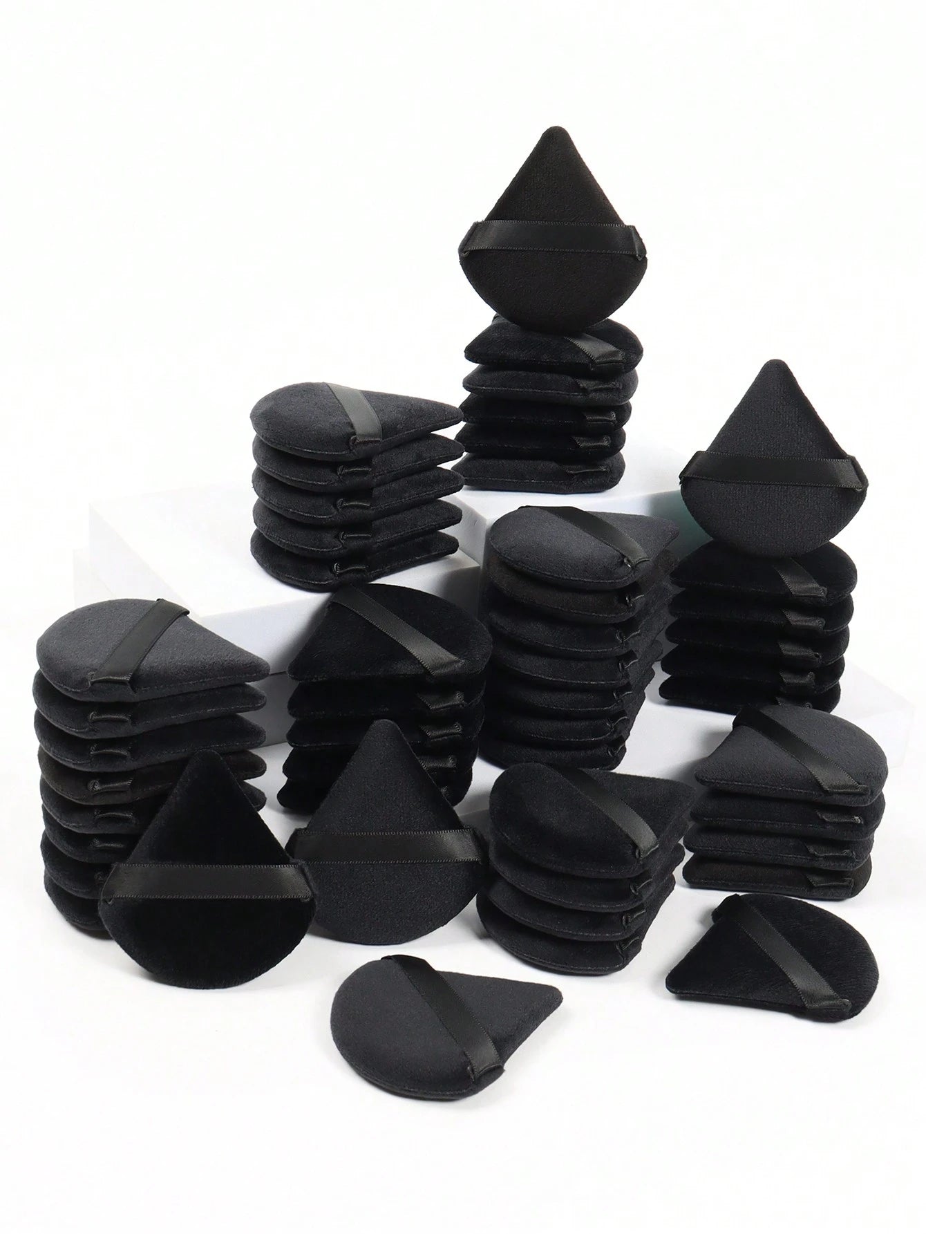 Triangle-Shaped Velvet Powder Puff 5/10/20/30/50/100pcs, Made Of Super-Soft Velvet, Designed For Contouring, Eye, And Corner, Suitable For All Skin Types, Makeup Accessories, Makeup Sponge, Gifts For