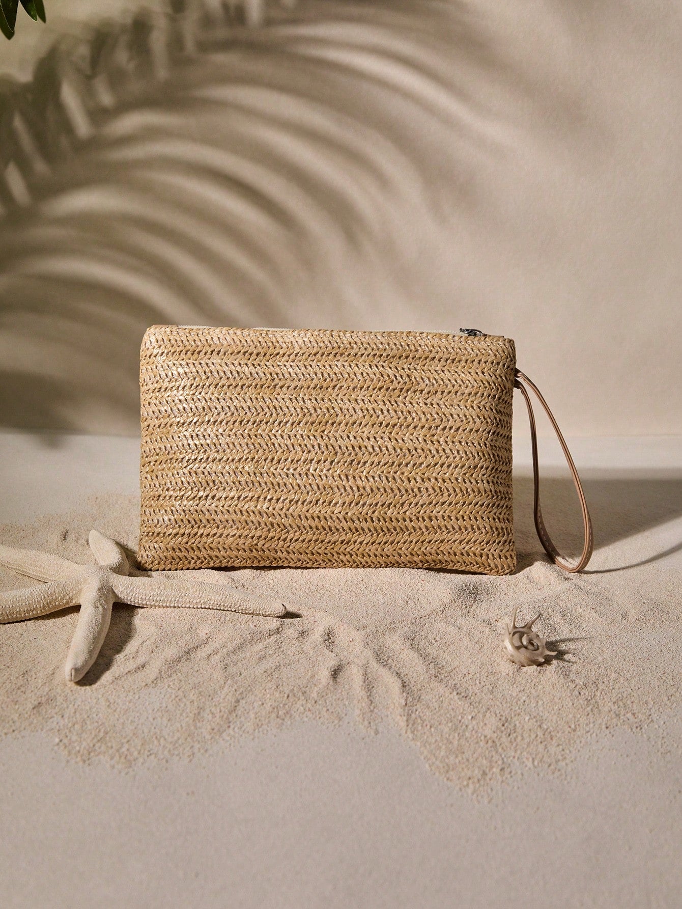 Tropiscape 1 Pc Women Straw Clutch Bag Bohemian Summer Beach Straw Purse Zipper Wristlet Wallets