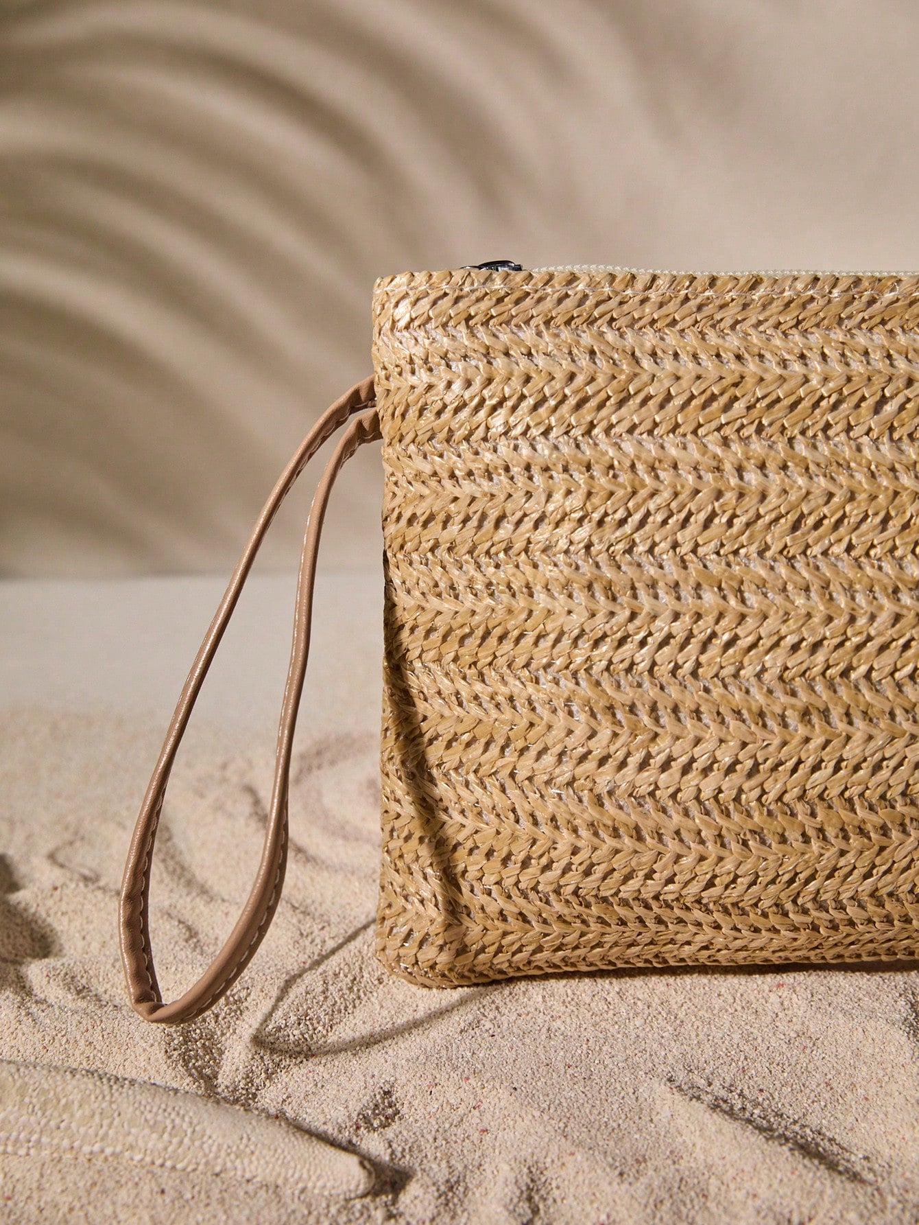 Tropiscape 1 Pc Women Straw Clutch Bag Bohemian Summer Beach Straw Purse Zipper Wristlet Wallets