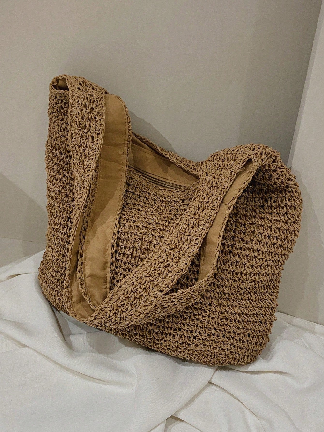 Tropiscape Medium Solid Color Double Handle, Perfect For Summer Travel Vacation, Straw Purse, Straw Beach Bag, Beach Necessities, Beach Essentials, Beach Stuff & Summer Essentials School Bag, Large Ca