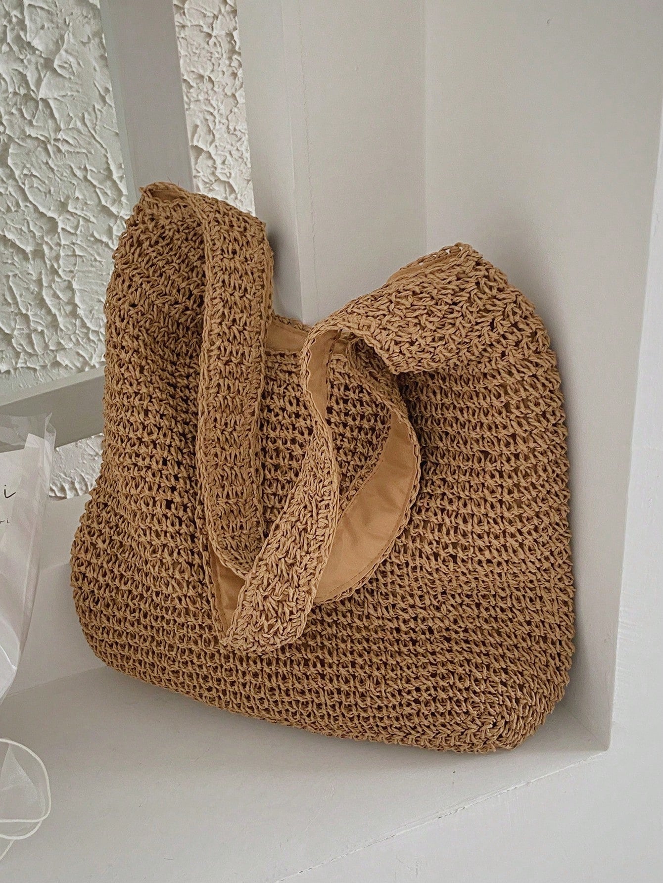 Tropiscape Medium Solid Color Double Handle, Perfect For Summer Travel Vacation, Straw Purse, Straw Beach Bag, Beach Necessities, Beach Essentials, Beach Stuff & Summer Essentials School Bag, Large Ca