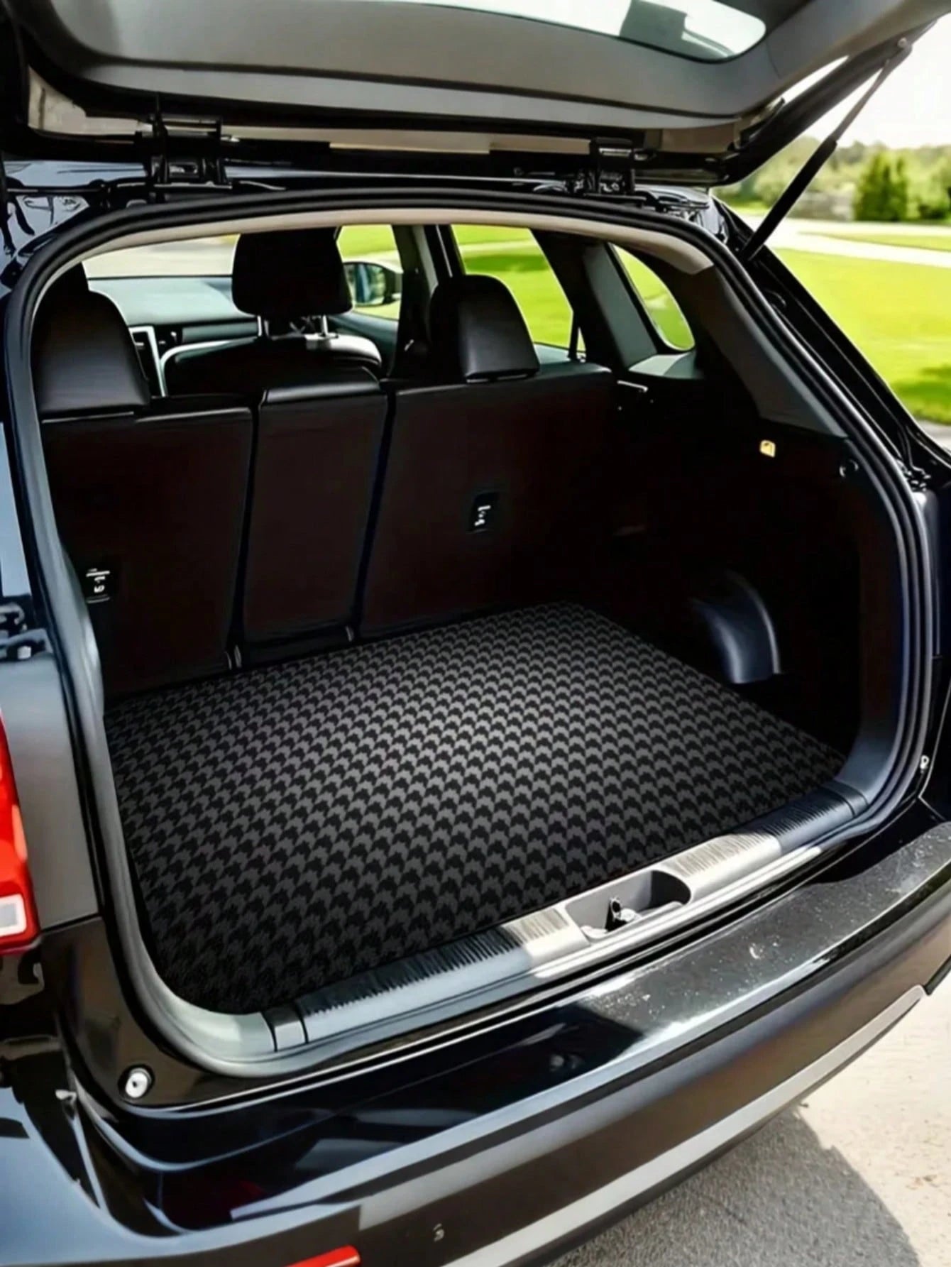 Trunk Mat- Universal, Stylish Houndstooth Pattern- Suitable For Most Cars, SUVs, And Trucks- One-Piece Interior Protection And Outdoor Mat- Durable And Stylish Vehicle Accessory, The Perfect Car P