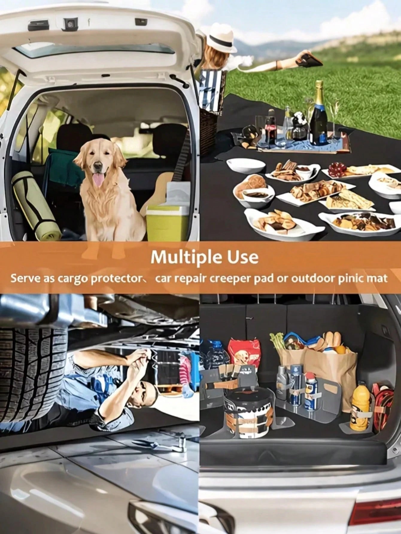 Trunk Mat- Universal, Stylish Houndstooth Pattern- Suitable For Most Cars, SUVs, And Trucks- One-Piece Interior Protection And Outdoor Mat- Durable And Stylish Vehicle Accessory, The Perfect Car P