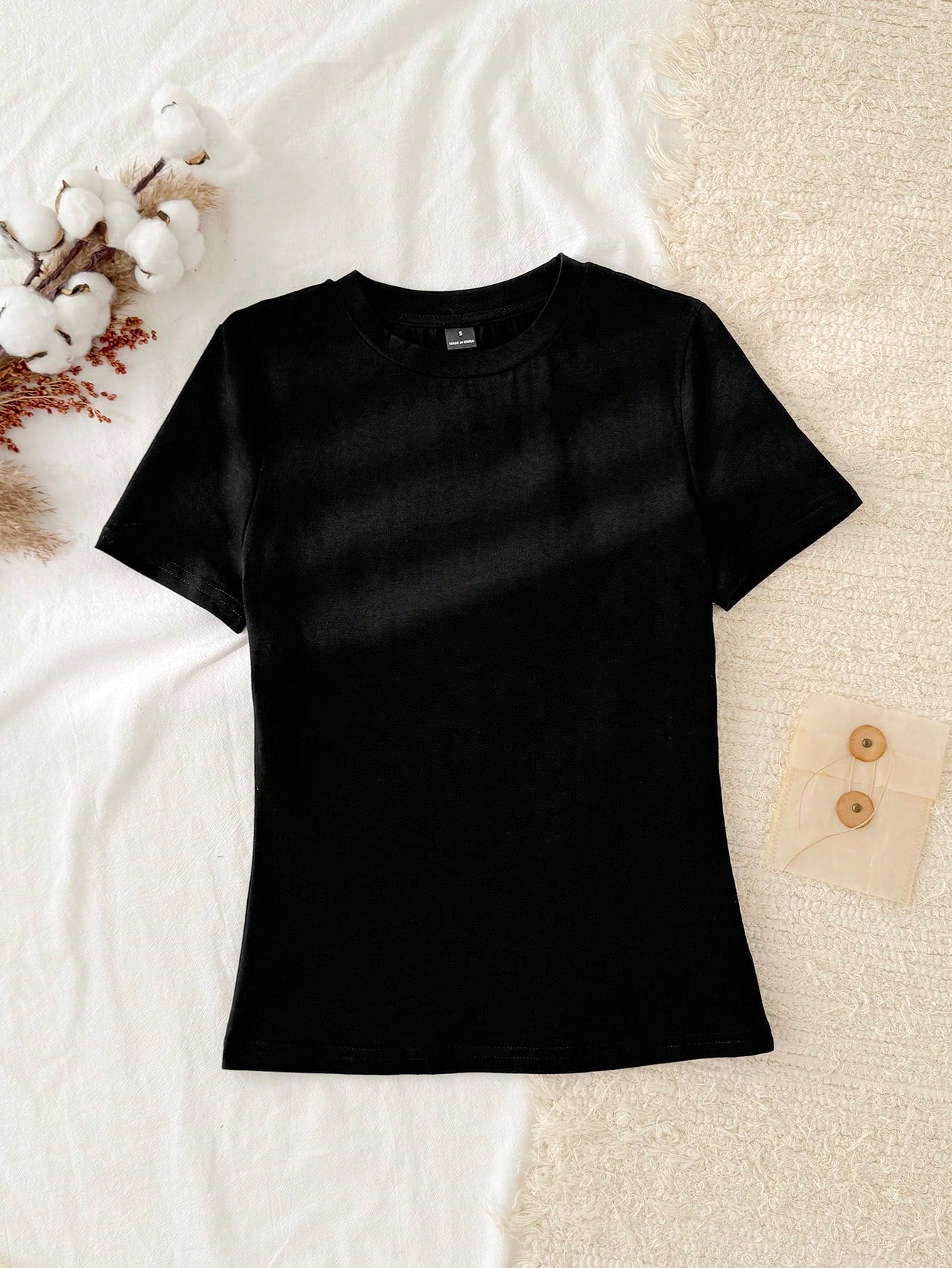 Tseoso 3pcs Casual Minimalist 95% Cotton Women's Round Neck Fitted Long Short Sleeve T-Shirt Set