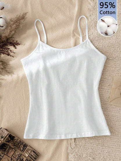 Tseoso Casual Minimalist Tank Top, Versatile 95% Cotton, Suitable For Summer