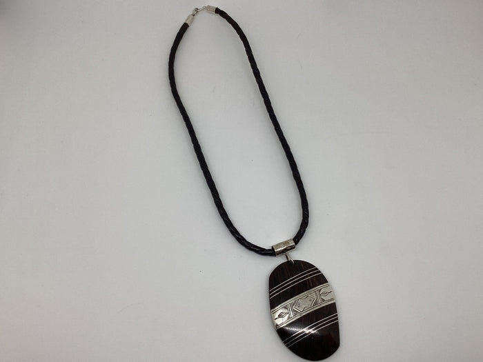Tuareg ebony large pendant necklace