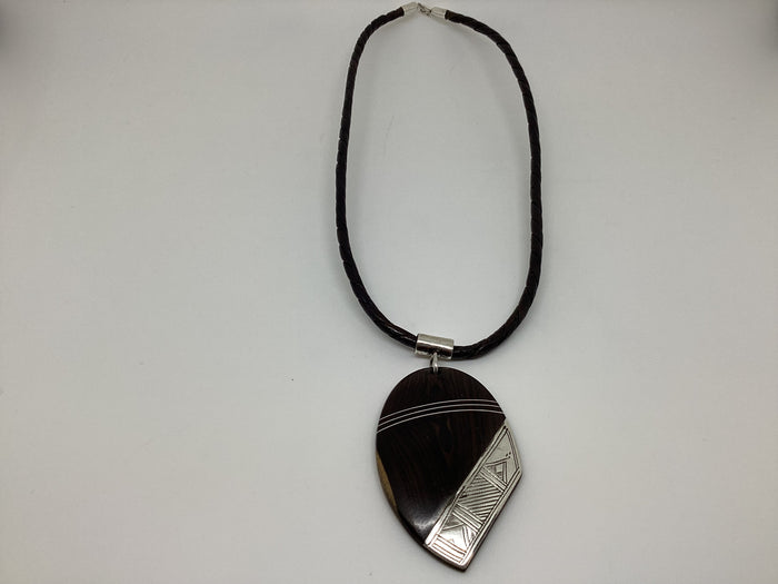 Tuareg ebony large pendant necklace