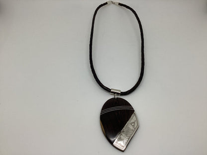 Tuareg ebony large pendant necklace