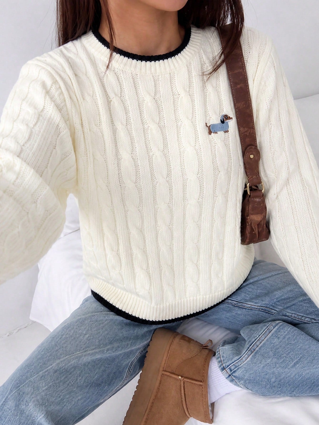 Tween Girls Striped Colorblock Cable Knit V-Neck Lantern Sleeve Oversized Pullover Sweater, Suitable For Autumn/Winter And Outdoor Wear