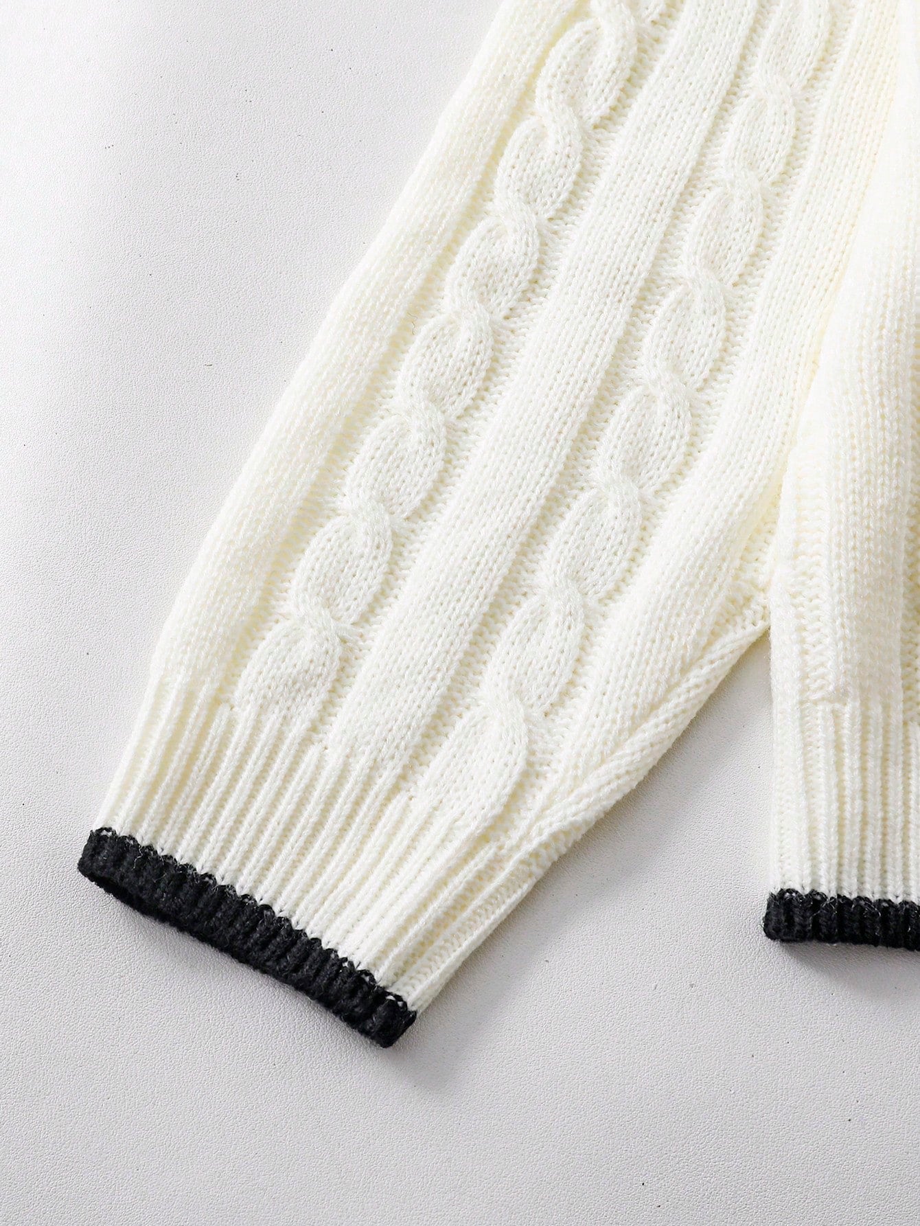 Tween Girls Striped Colorblock Cable Knit V-Neck Lantern Sleeve Oversized Pullover Sweater, Suitable For Autumn/Winter And Outdoor Wear