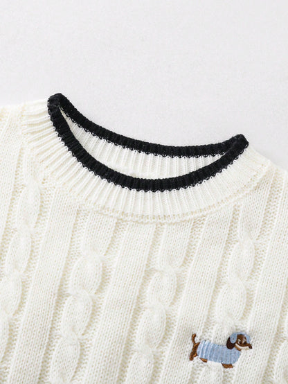 Tween Girls Striped Colorblock Cable Knit V-Neck Lantern Sleeve Oversized Pullover Sweater, Suitable For Autumn/Winter And Outdoor Wear
