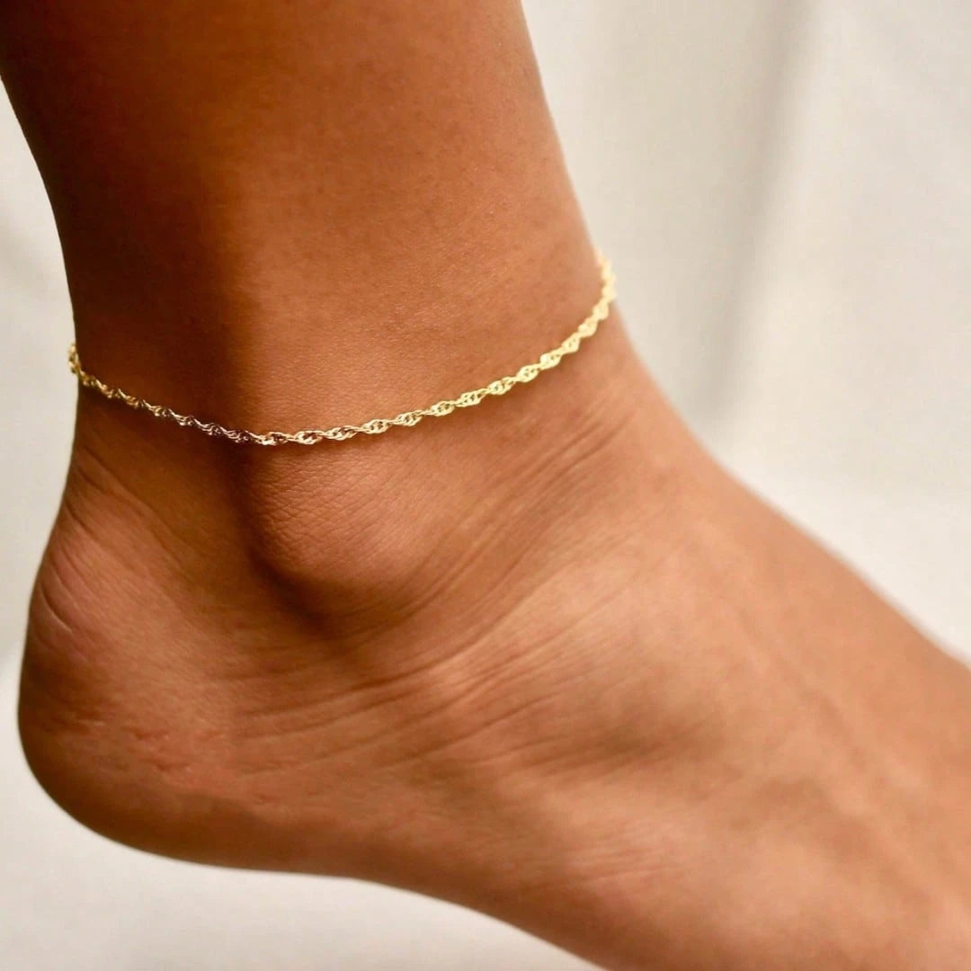 Twisted Anklet Minimalist Shiny Anklet Multi-Layer Anklet Women's Silver Anklet Beach Anklet Boho Style Anklet Foot Jewelry Mother's Day Summer Accessory Gift