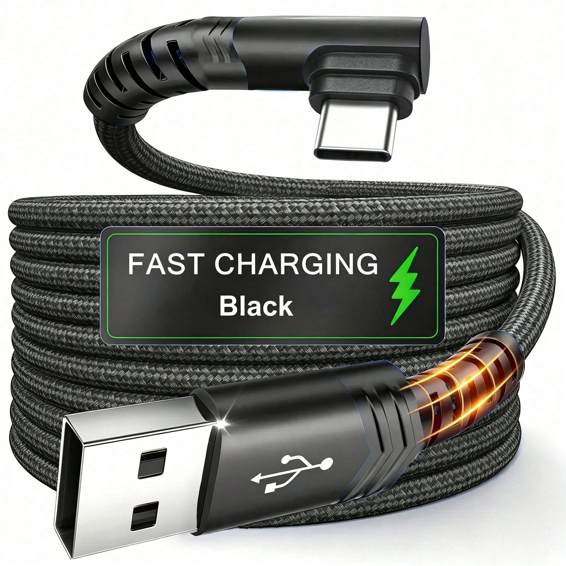 Type-C Fast Charger, USB-A To USB-C Data Cable, Braided USB-C Charging Cable, Compatible With Apple, One+ And Other Smartphones