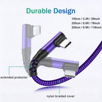Type-C Fast Charger, USB-A To USB-C Data Cable, Braided USB-C Charging Cable, Compatible With Apple, One+ And Other Smartphones