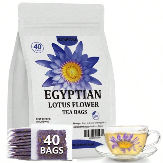ULTHMOK Premium Egyptian Blue Lotus Tea 1.13Oz (0.8g X 40 Bags) 100% Blue Lotus Herbal Tea Without Additives And Caffeine. Relaxing And Pleasant Herbal Tea