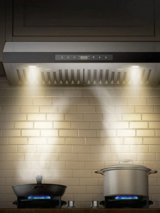 Under Cabinet Range Hood, 30 Inch Kitchen Vent Hood, 900CFM Dual Motors Stainless Steel Stove Hood, With Gesture & Touch Control, LED Light, And 4-Speed Exhaust Fan