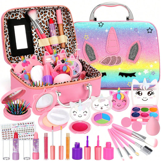 Unicorn Washable Makeup Kit For Girls – Real Play Cosmetics Set With Princess Dress-Up, Toddler Toys, Ideal Christmas Birthday Gift For Ages 3-12