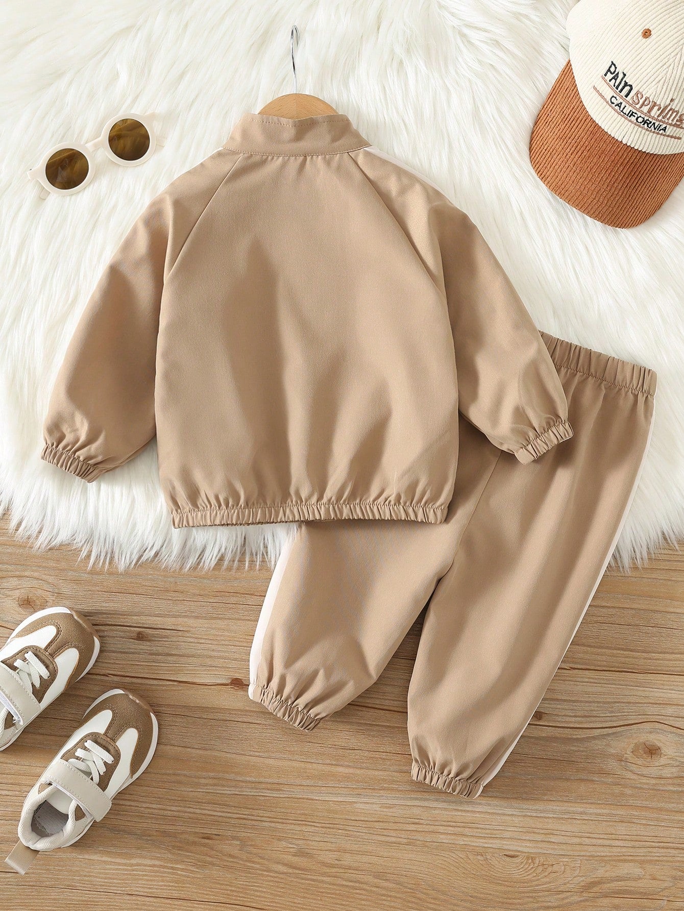 Unisex Baby Boy/Girl, Toddler 2pcs Autumn/Winter Casual Fashion Colorblock Patchwork Stand Collar Sweatshirt Set, Jacket Set, Baby Tracksuit, Baby Winter Clothes