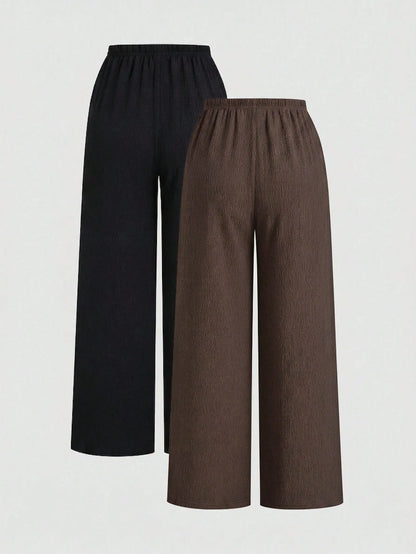 Unity Y2K Casual Vacation Versatile Collegiate Textured Wide Leg Pants