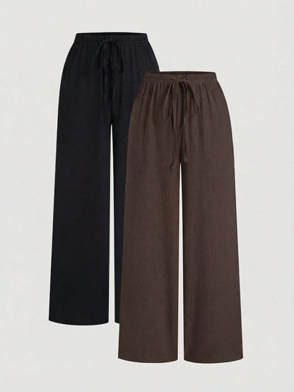 Unity Y2K Casual Vacation Versatile Collegiate Textured Wide Leg Pants