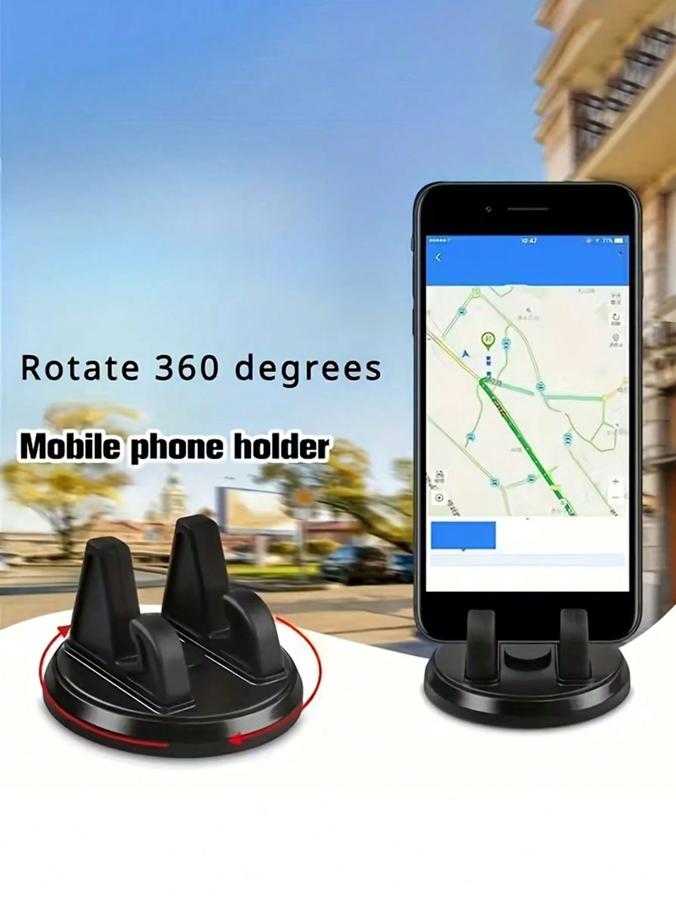 Universal 360° Rotatable ABS Dashboard Mount, Anti-Slip Phone Holder, Car GPS Navigation Accessory, Adjustable Car Phone Mount, Suitable For Car Electronic Accessories, All 4 Seasons