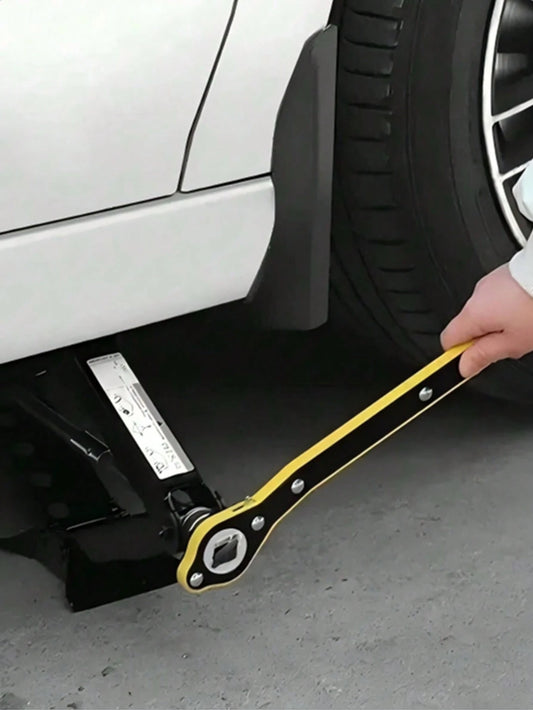 Universal Ratchet Wrench- Dual-Purpose Slotted Wrench, Convenient For Automotive And Tire Maintenance And Repair