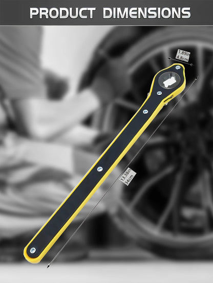 Universal Ratchet Wrench- Dual-Purpose Slotted Wrench, Convenient For Automotive And Tire Maintenance And Repair