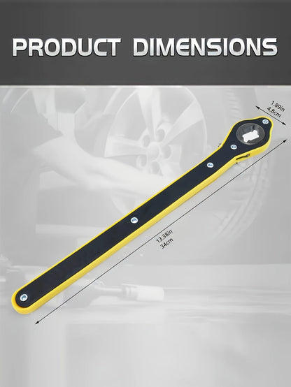 Universal Ratchet Wrench- Dual-Purpose Slotted Wrench, Convenient For Automotive And Tire Maintenance And Repair