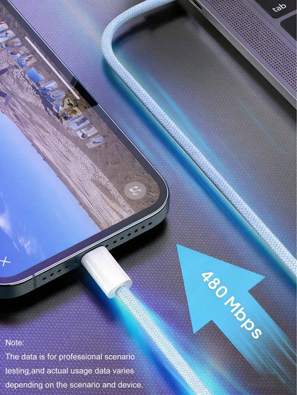 USB-C Fast Charging Cable Compatible With IPhone 17/16/15, USB-C To Type-C Charging & Data Cable (3.3/6.6/10ft Nylon Braided) For Indoor/Outdoor/Travel And Car Use, Fast Charging Compatible With Iphon