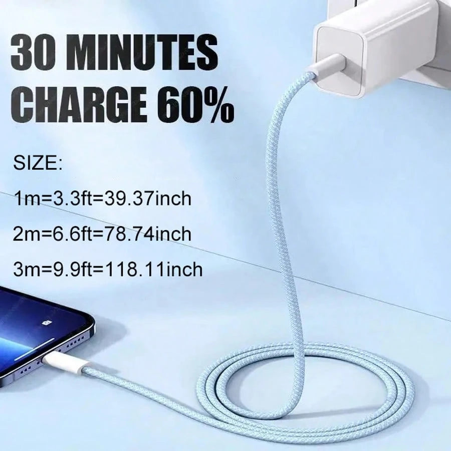 USB-C Fast Charging Cable Compatible With IPhone 17/16/15, USB-C To Type-C Charging & Data Cable (3.3/6.6/10ft Nylon Braided) For Indoor/Outdoor/Travel And Car Use, Fast Charging Compatible With Iphon