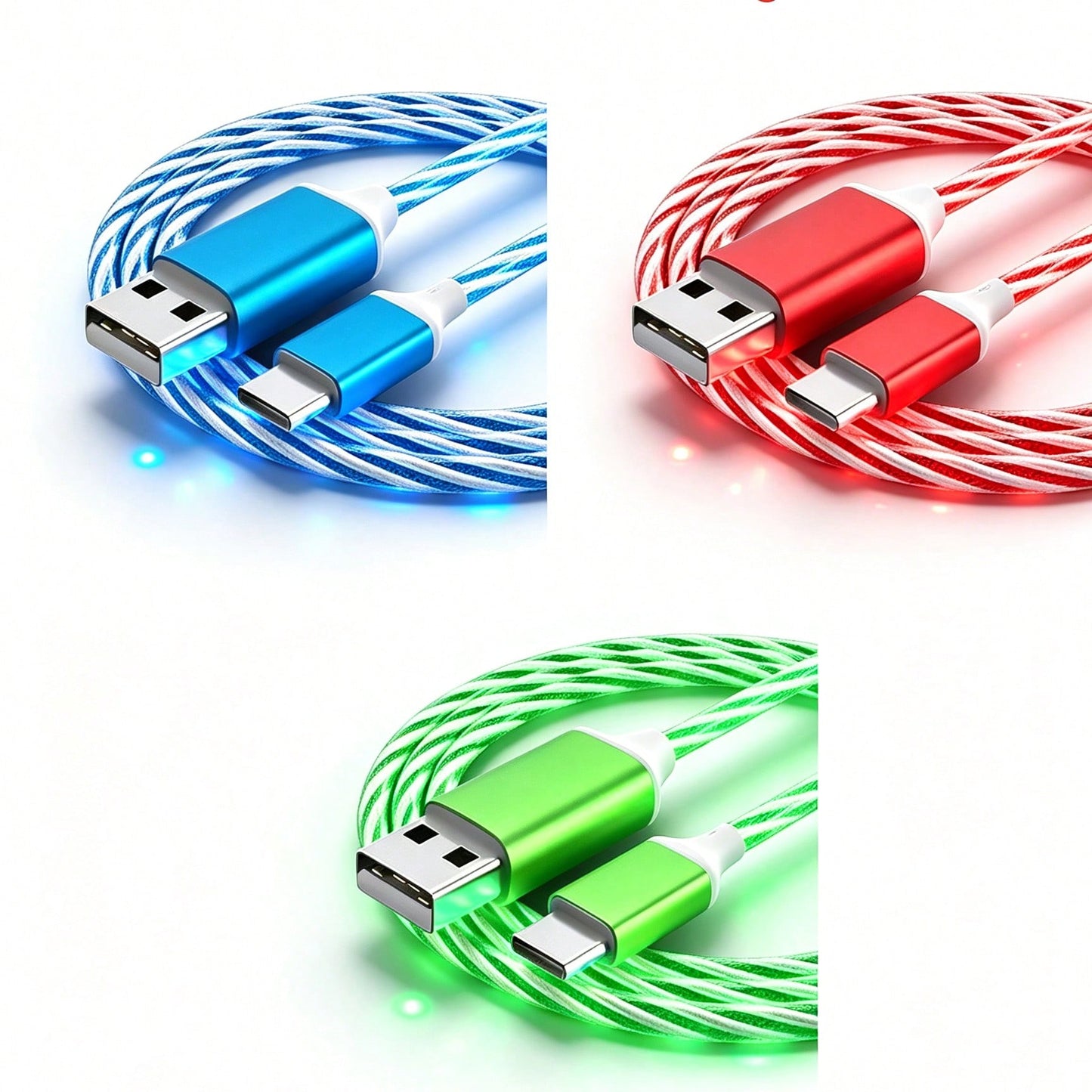 USB To Type-C LED Glowing Data Cable, Flowing Light Charging Cable, High-Speed Data Transfer Fast Charging Cable Compatible With Phone 17/Air/16 Pro Max/16 Pro/16 Plus/16/15/ Series Devices