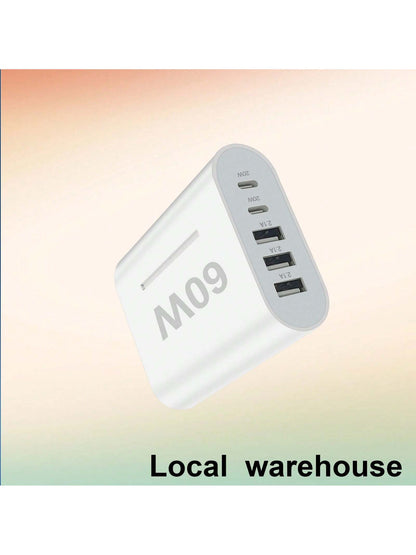 USB Type C Fast Charger Compact 5 Port PD Fast Charger, Charge Efficiently Compatible With Multiple Devices Suitable For Multiple People Charging, Multiple Devices Charging, Home Charging Needs, And O